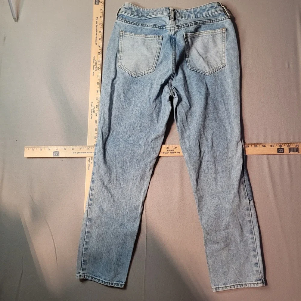 PacSun Mom Jeans‎ Womens 25 Light Wash Blue Patchwork High Rise Tapered Denim